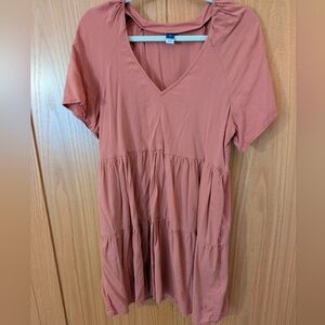 Old Navy Women's Peach V-Neck Tiered Dress
